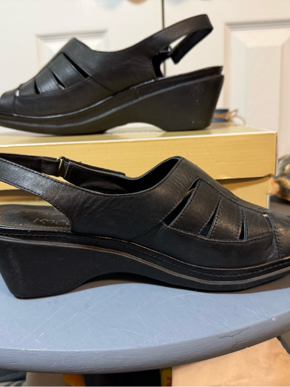Women's Black Slingback Wedge Sandals I Love Comfort size 11 M
